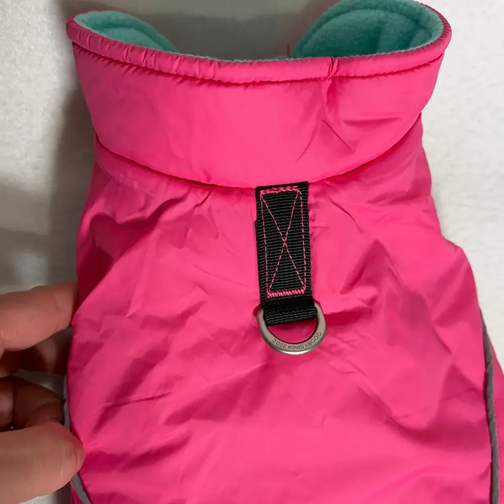 Dog Winter Coat Jacket Vest Fleece Lined Insulated Size Medium Pink Green